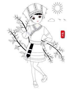 壮族人物简笔画 壮族人物简笔画教程
