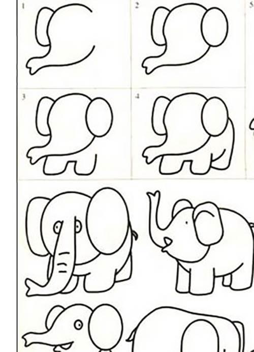 大象简笔画 大象简笔画可爱又简单