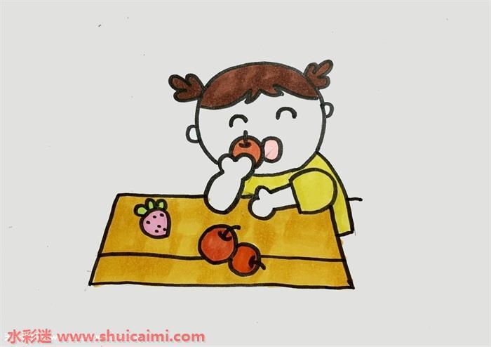 吃瓜果人怎么画 吃瓜果人简笔画步骤