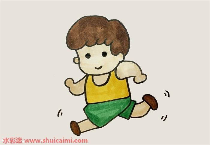 跑步的小男孩怎么画 跑步的小男孩简笔画简单彩色