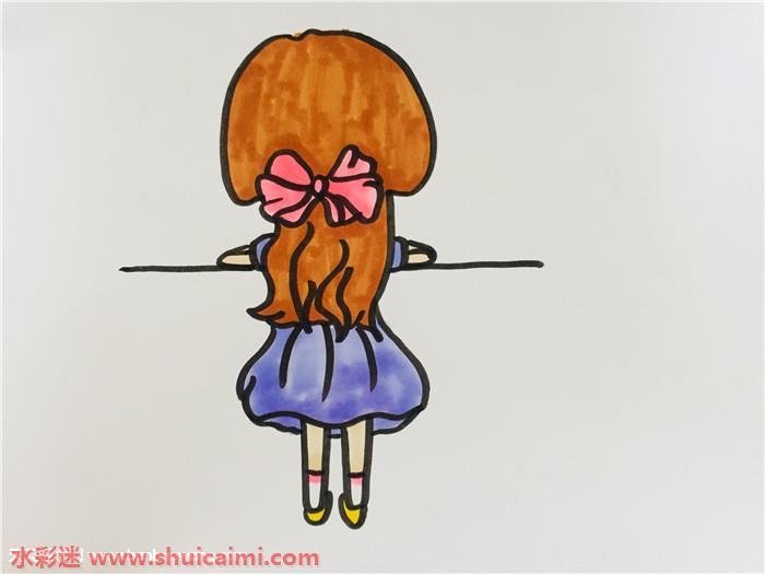 女孩背影怎么画 女孩背影简笔画简单易画彩色