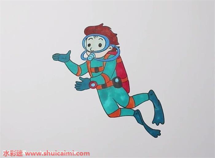 潜水员怎么画 潜水员简笔画步骤图