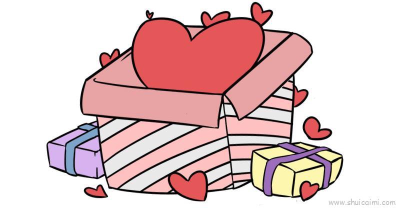 情人节爱心礼物盒儿童画怎么画 情人节爱心礼物盒简笔画好看