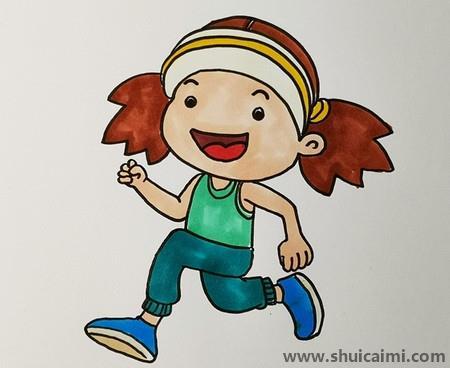 小女孩跑步儿童简笔画