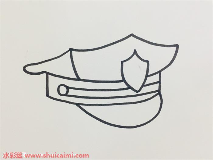 警察帽子怎么画 警察帽子简笔画图片大全带颜色