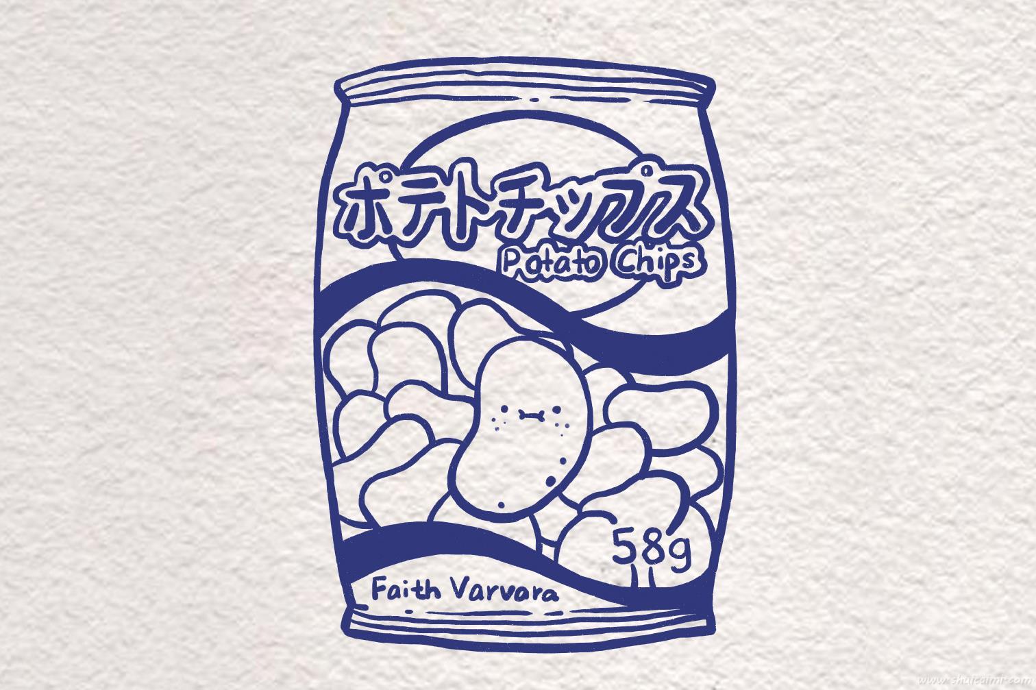 一袋薯片怎么画 一袋薯片简笔画图片大全带颜色