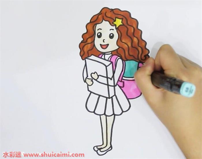 卷发女孩简笔画怎么画画法