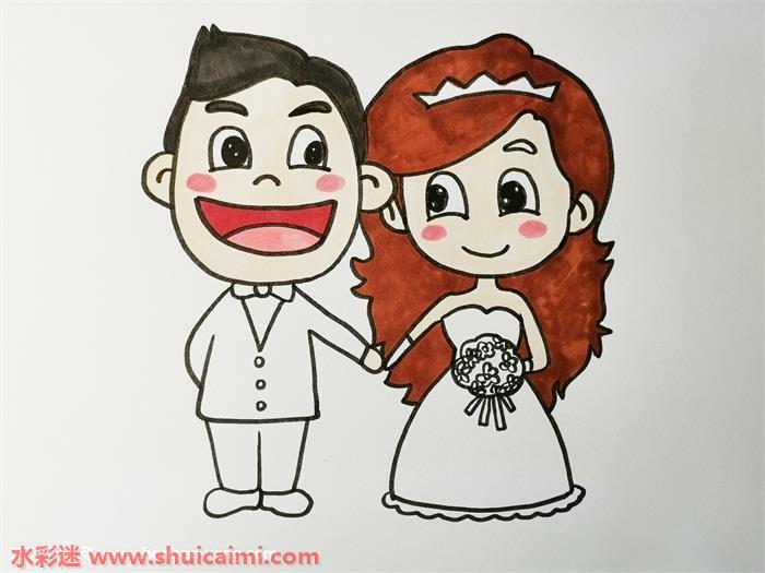 新娘和新郎怎么画 新娘和新郎简笔画图片大全带颜色