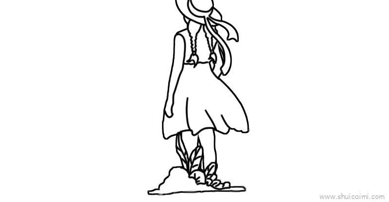 女孩背面儿童画怎么画 女孩背景简笔画顺序