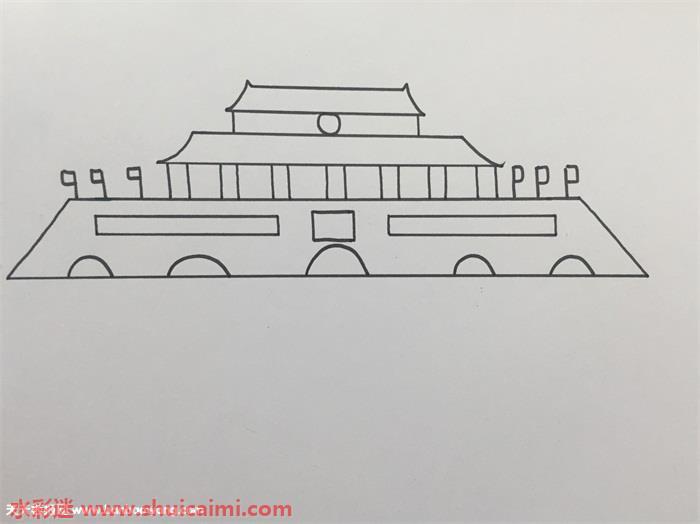 天安门广场怎么画 天安门广场简笔画简单彩色