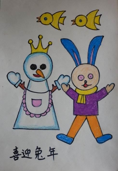 2023小兔子拜年简笔画图片 新年小兔子简笔画