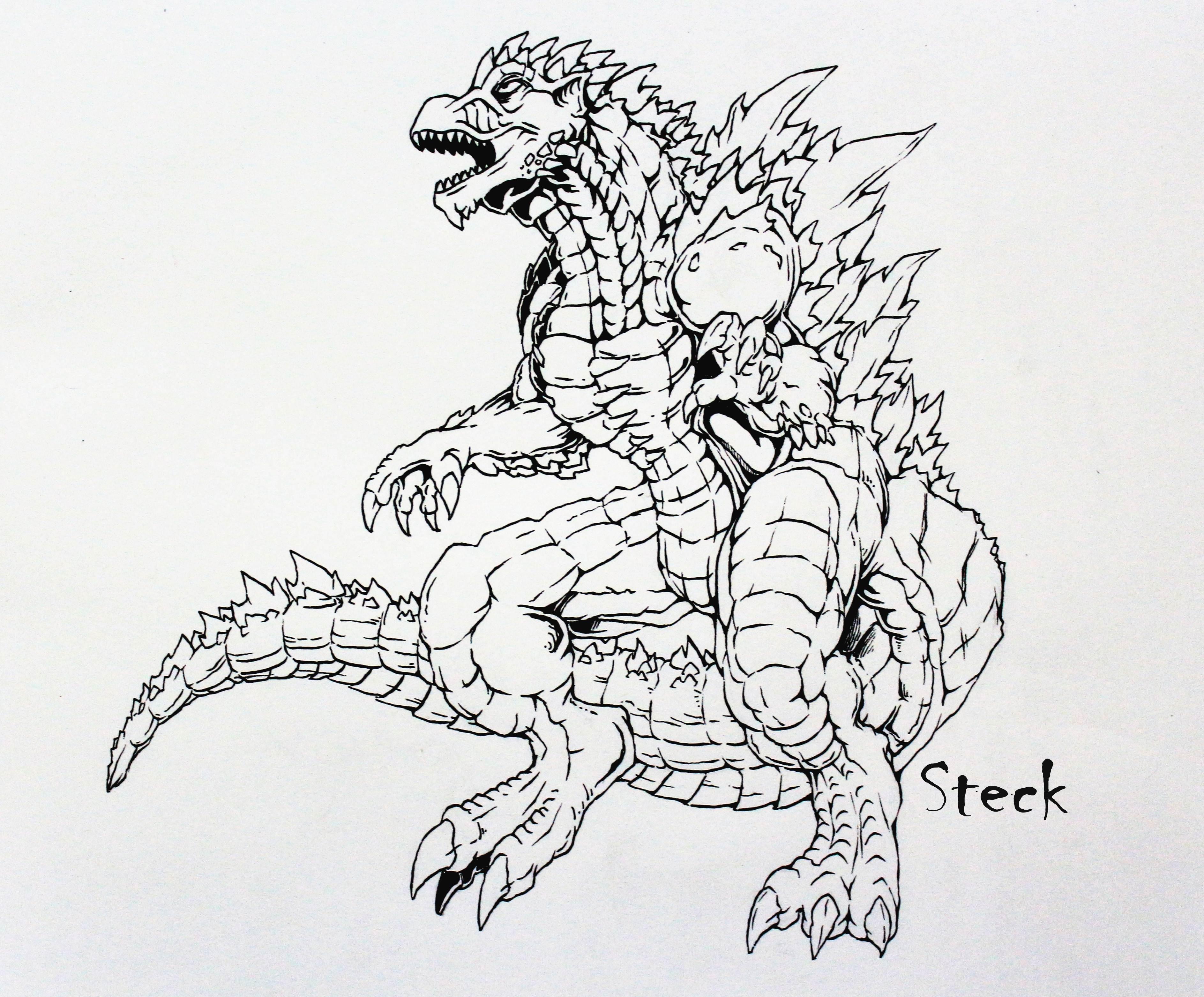 哥斯拉简笔画 哥斯拉简笔画图片大全