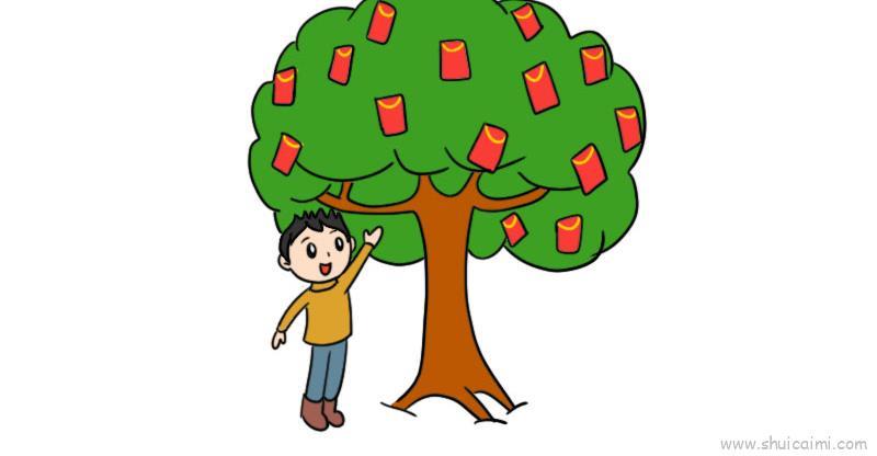 新年树儿童画怎么画 新年树简笔画简单