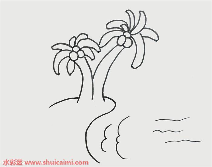 海怎么画?彩色沙滩大海简笔画步骤图解