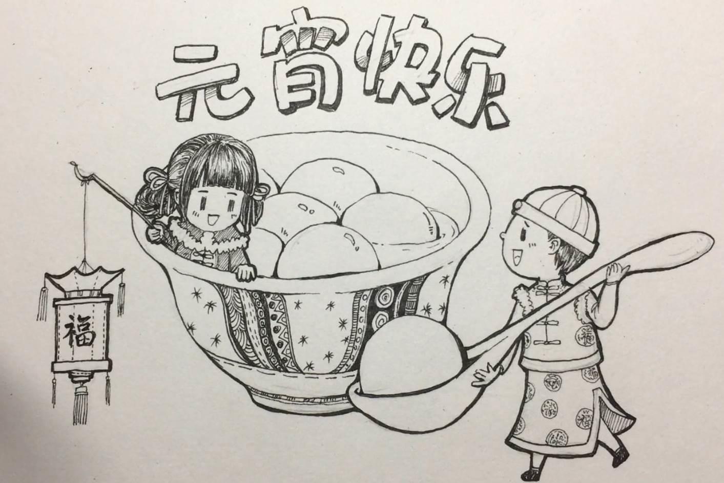 元宵节的画画简单漂亮 元宵节画画作品图片