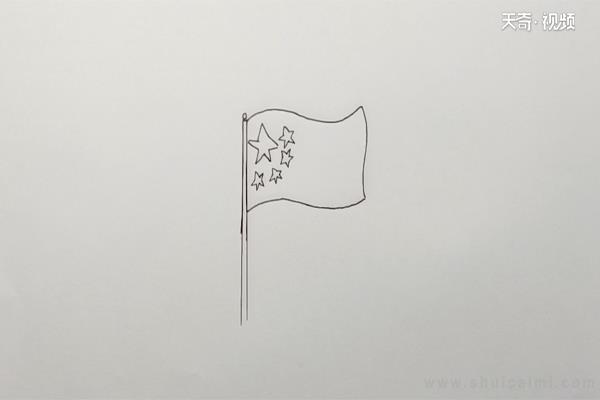 红旗简笔画怎么画 红旗简笔画顺序