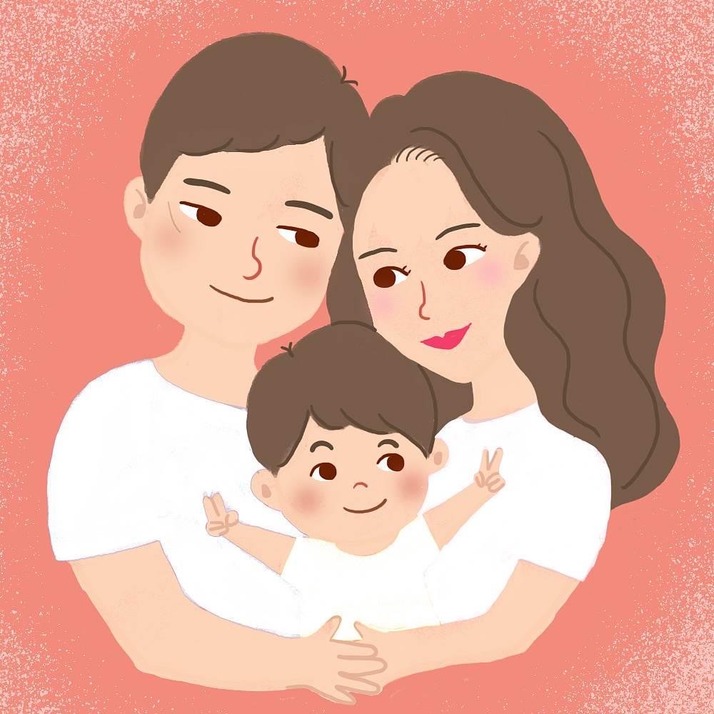 全家福简笔画四口之家 全家福简笔画四口之家两个女孩