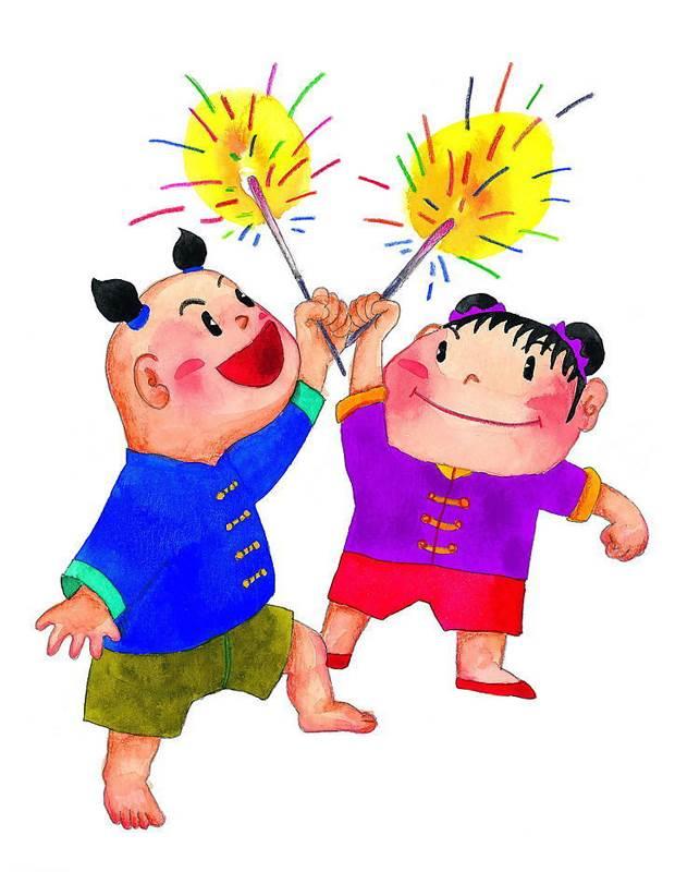 春节放烟花的图片简笔画 春节放烟花的图片简笔画可爱