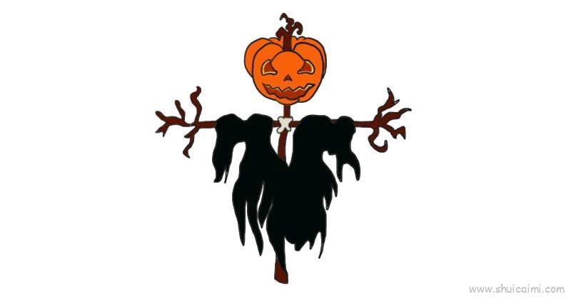 南瓜稻草人儿童画怎么画 南瓜稻草人简笔画简单又好看