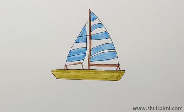 幼儿园帆船儿童画怎么画 带颜色帆船简笔画画法
