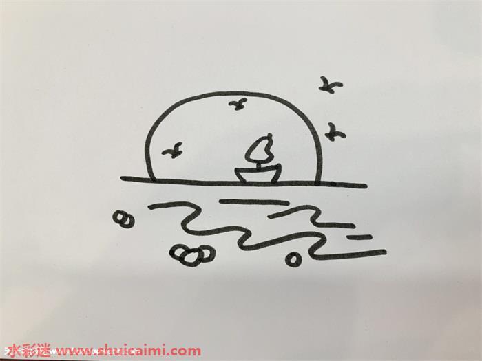 夕阳怎么画 夕阳简笔画图片带颜色