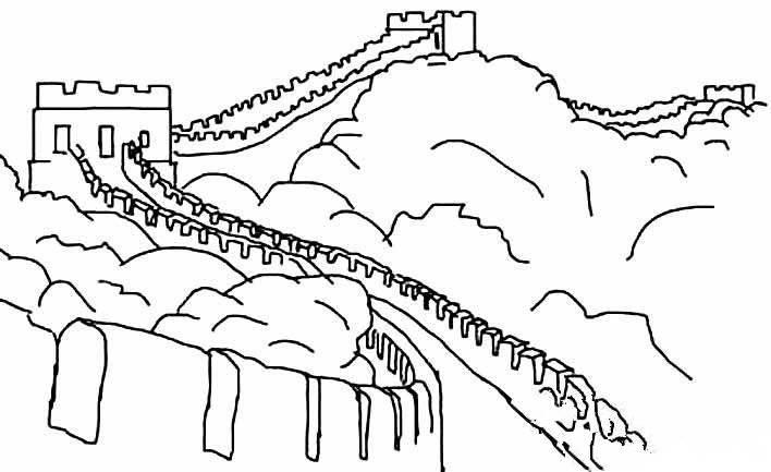 儿童简笔画长城 儿童简笔画长城彩色