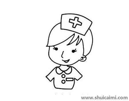 卡通护士简笔画步骤教程