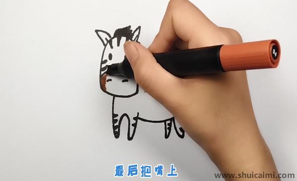 可爱斑马儿童画怎么画 彩色斑马简笔画图片大全