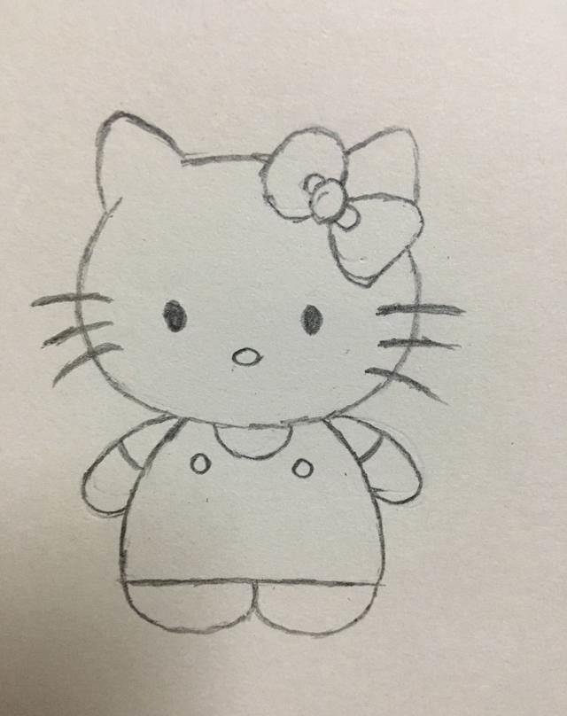 kt猫简笔画 kt猫简笔画涂颜色