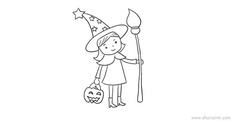 小女巫儿童画怎么画 小女巫简笔画好看