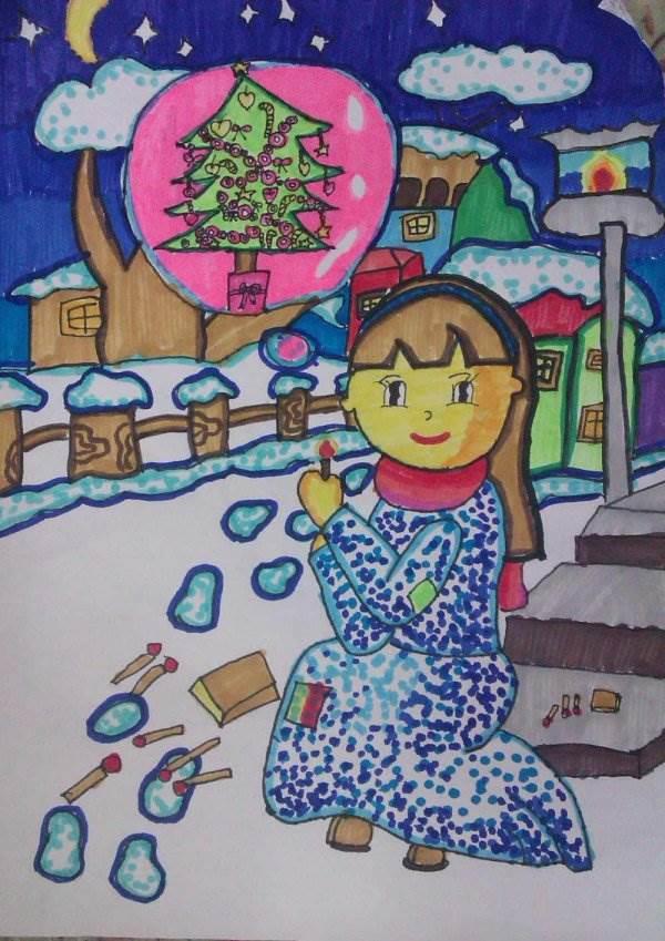 卖火柴的小女孩简笔画 卖火柴的小女孩简笔画