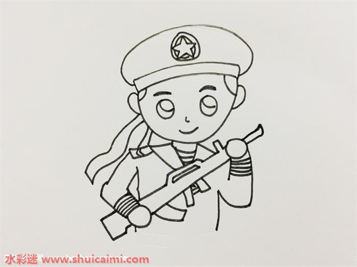 海军军人简笔怎么画 海军军人简笔画图片彩色