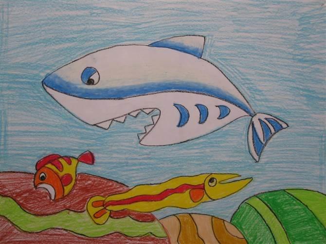 大白鲨简笔画 凶猛的大白鲨简笔画