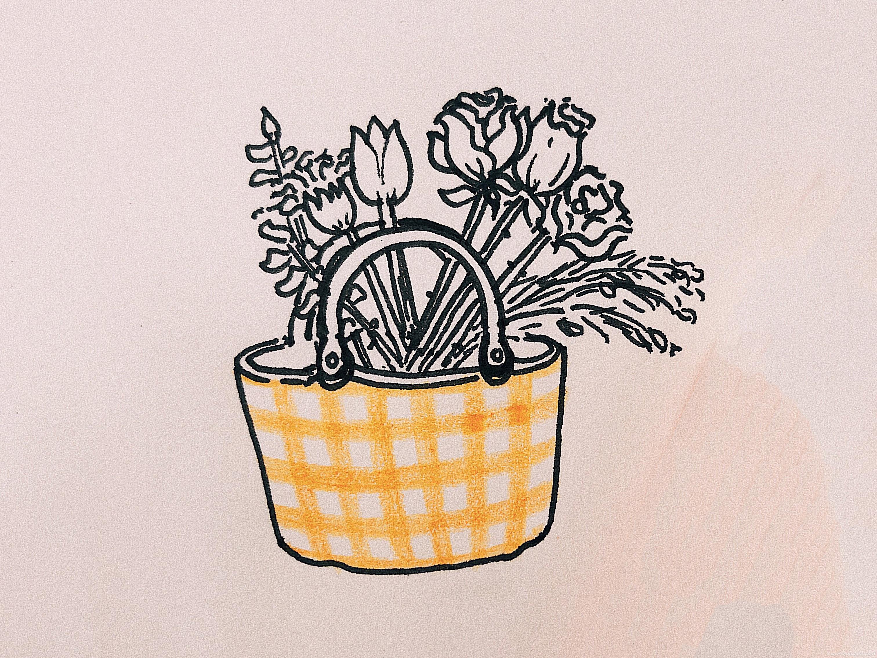 美丽小花篮怎么画 美丽小花篮图片素材