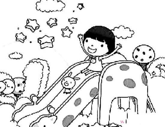 滑滑梯简笔画 滑滑梯简笔画儿童彩色