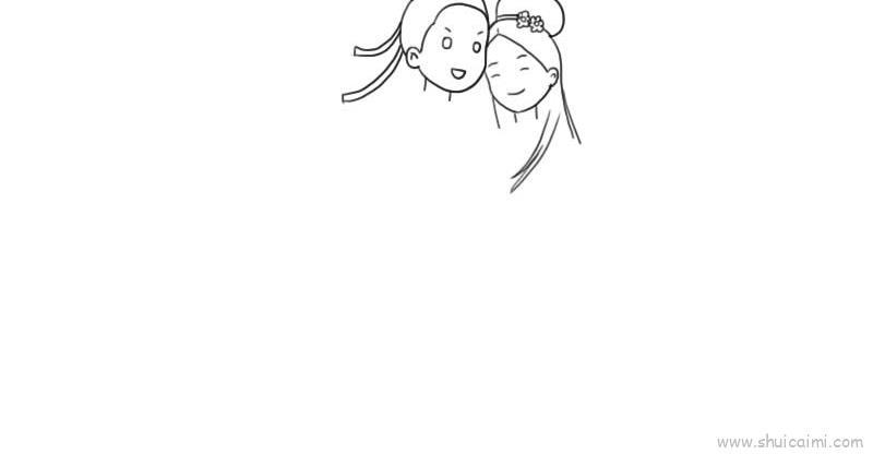 牛郎织女儿童画怎么画 牛郎织女简笔画步骤