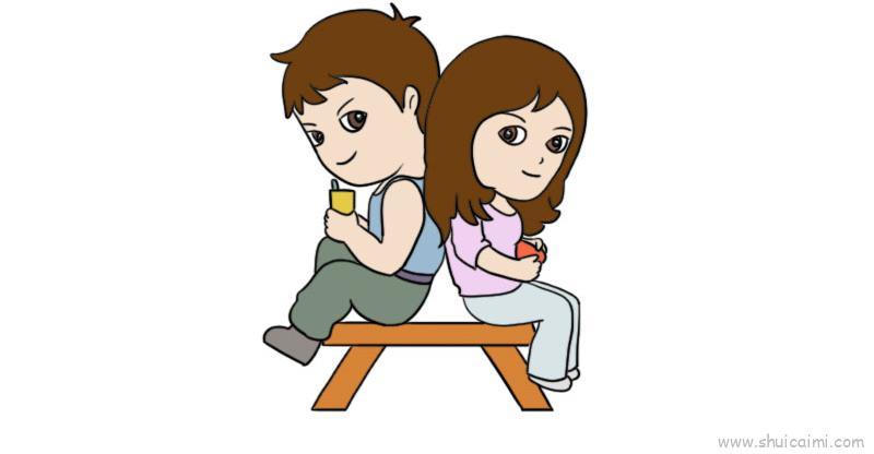 男女拍照姿势儿童画怎么画 男女拍照姿势简笔画顺序