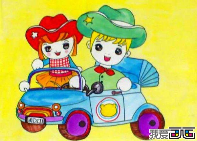 儿童作品开汽车的小男孩小女孩简笔画怎么画 儿童作品开汽车的小男孩小女孩简笔画图片大全