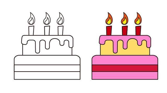 生日蛋糕图片简笔画 儿童画生日蛋糕图片简笔画