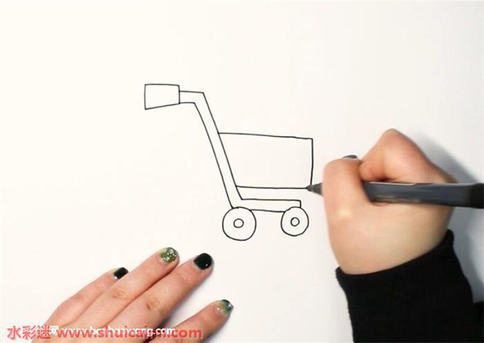 购物车怎么画 购物车简笔画图片大全带颜色