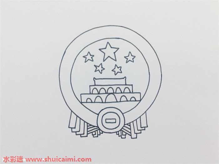 国徽怎么画 国徽简笔画简单好看带颜色