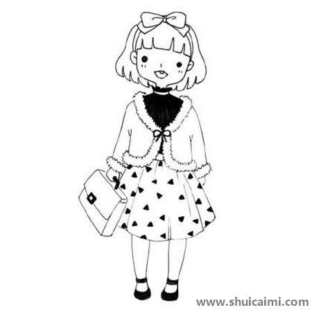 时尚小女孩儿童简笔画图片大全