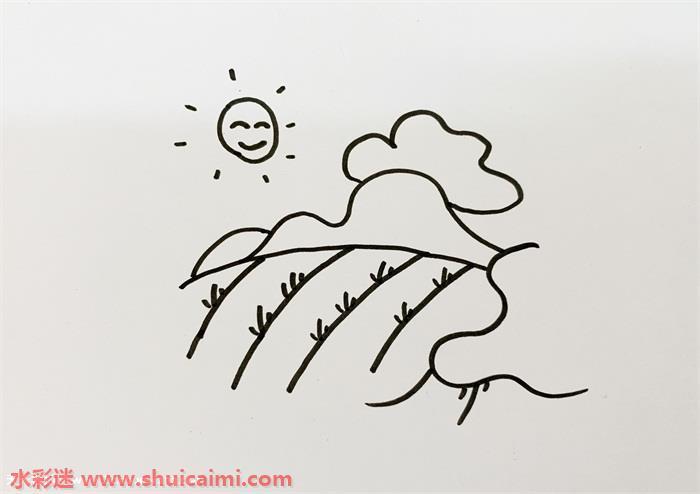 稻田怎么画 稻田简笔画简单易画彩色