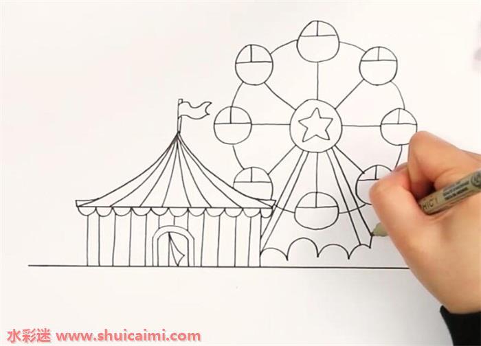 游乐场怎么画 游乐场简笔画简单好看带颜色
