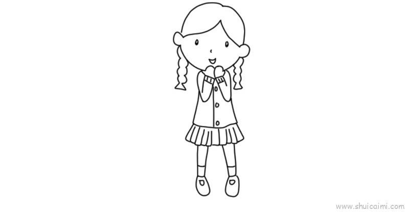 扎辫子儿童画怎么画 扎辫子简笔画画法