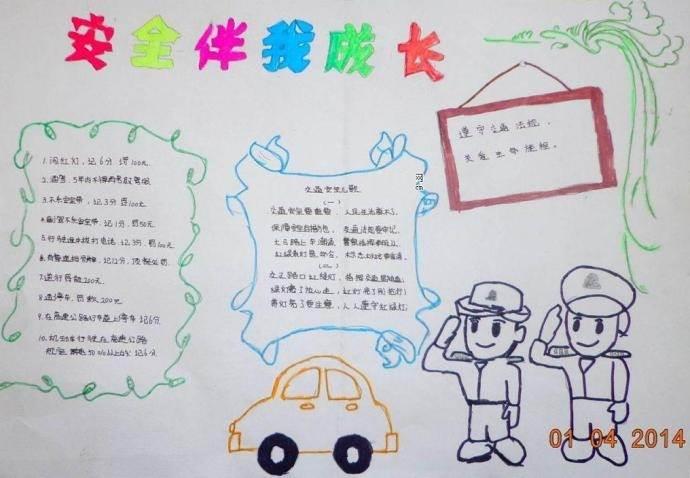 交通安全手抄报简笔画 二年级交通安全手抄报简笔画