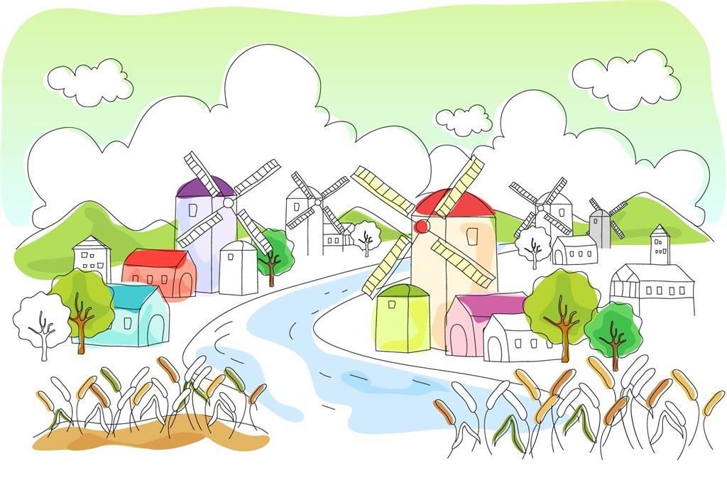 建房子儿童画简笔画 建房子绘画