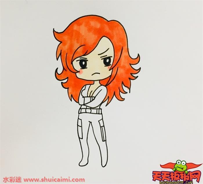 q版黑寡妇怎么画 q版黑寡妇简笔画彩色