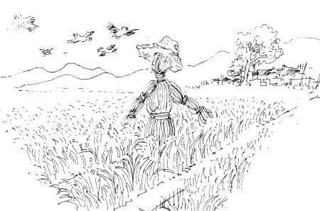 稻草人简笔画 稻草人简笔画彩色