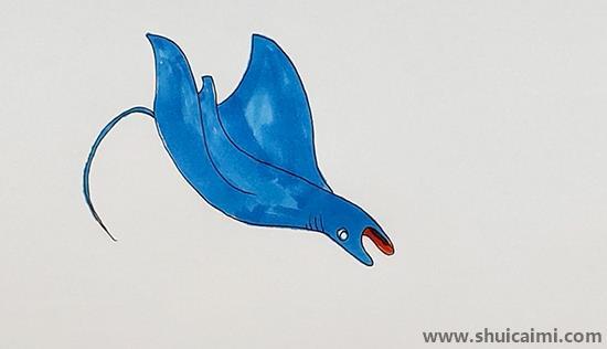 魔鬼鱼儿童画怎么画 彩色魔鬼鱼简笔画图片简单